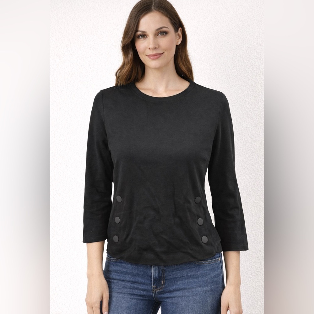 Cabi Button Detail Knit Top Structured Business Casual Blouse